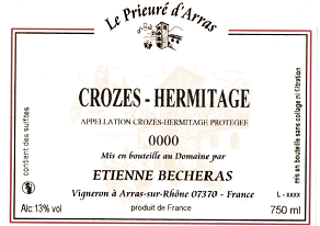 Étiquette de l'AOP Crozes-Hermitage Rouge
