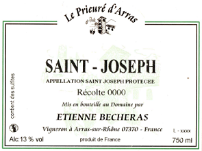 Étiquette de l'AOP Saint-Joseph Blanc